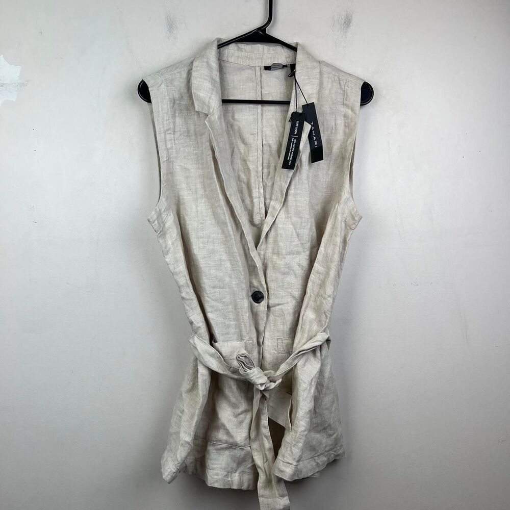 NWT Tahari Belted Linen Vest Size L
